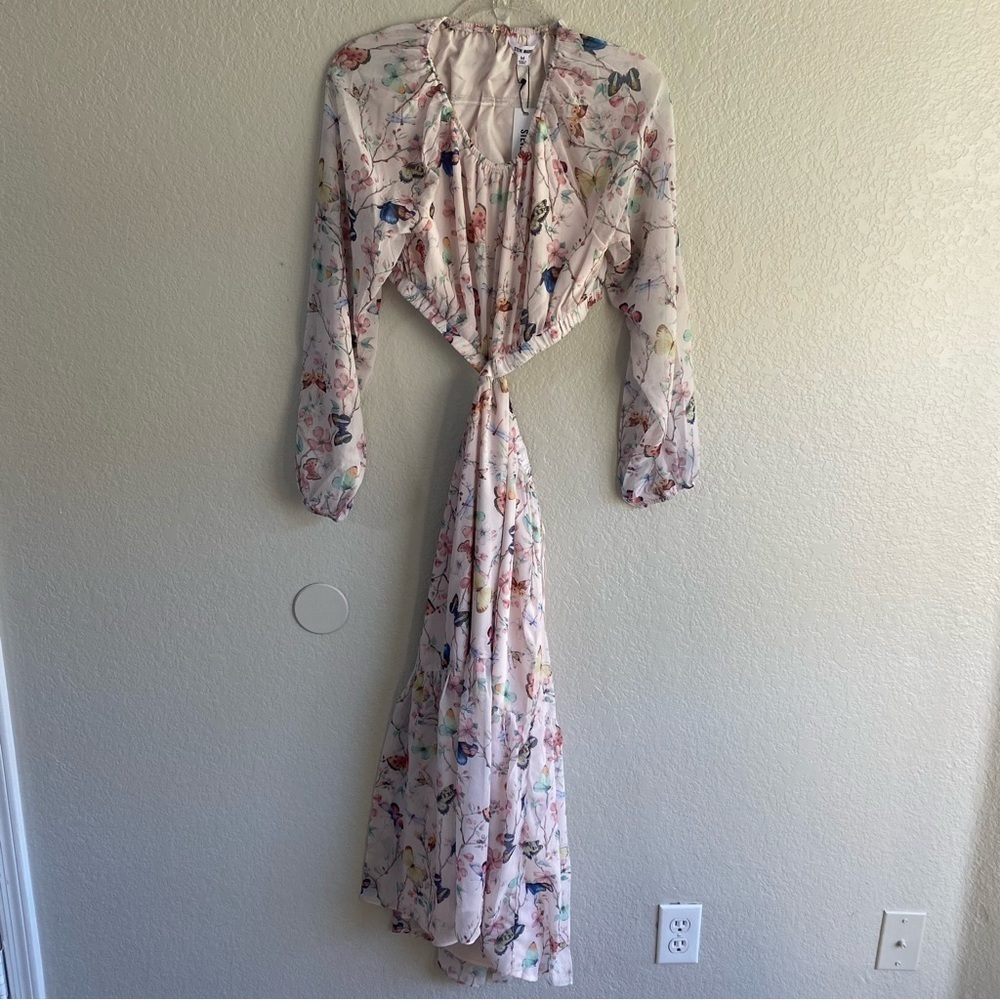 NEW Steve Madden Chiffon Butterfly Cutout MIDI Dress